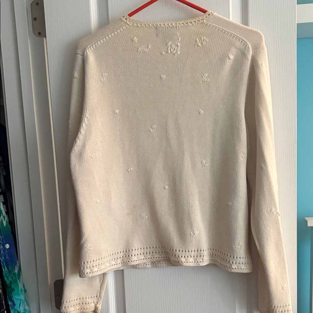 Lands' End Cream Textured Sweater